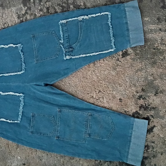 Women's Cargo Denim Bandeau Jumpsuit - Picture 5 of 10